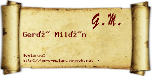 Gerő Milán névjegykártya