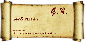 Gerő Milán névjegykártya